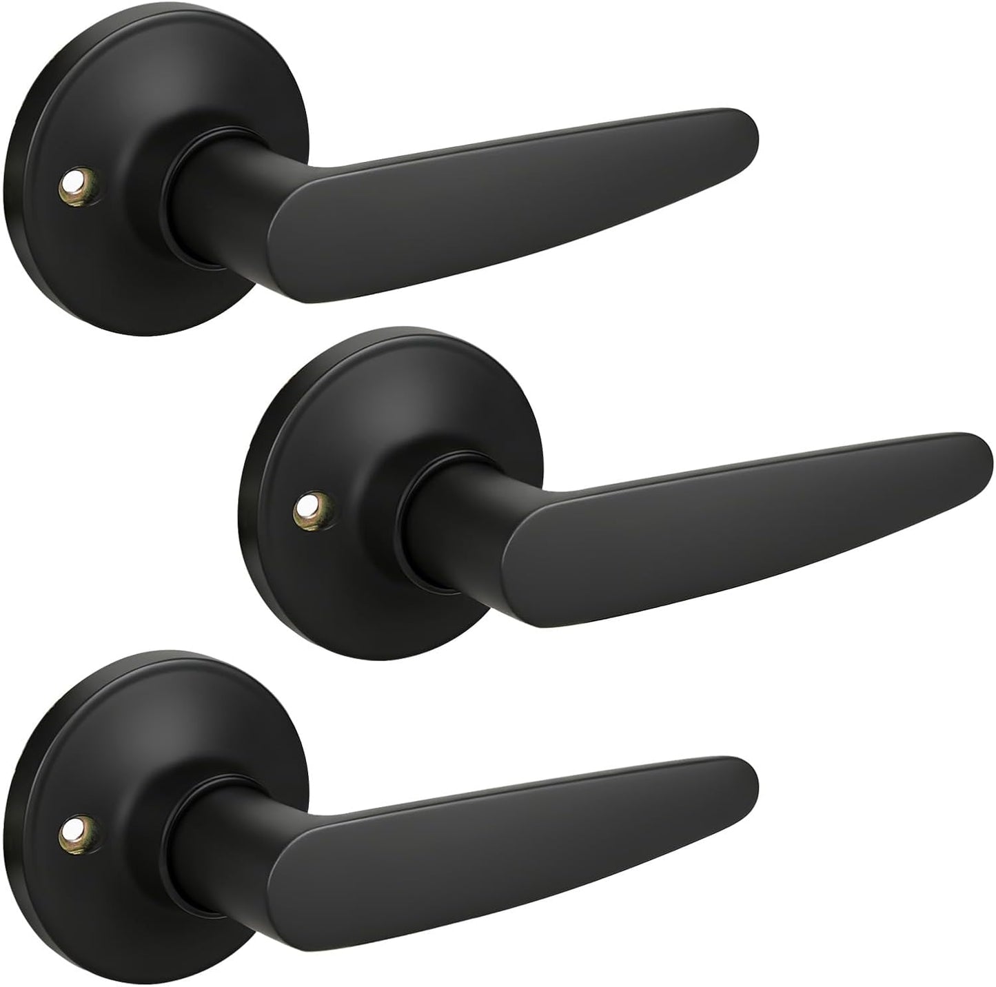 3 Pzas Manijas Puerta Negras Mate Palanca Recta