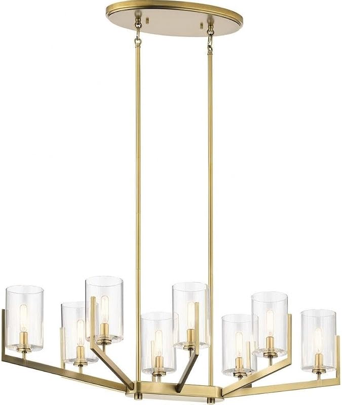 Candelabro ovalado 14.75pulg 8 luces vidrio latón