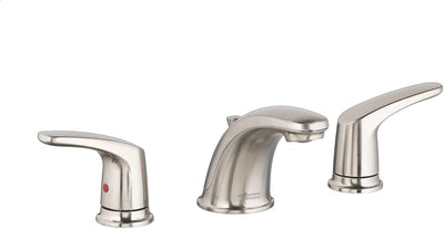 Grifo baño arco bajo 2 manijas níquel cepillado 1.2gpm