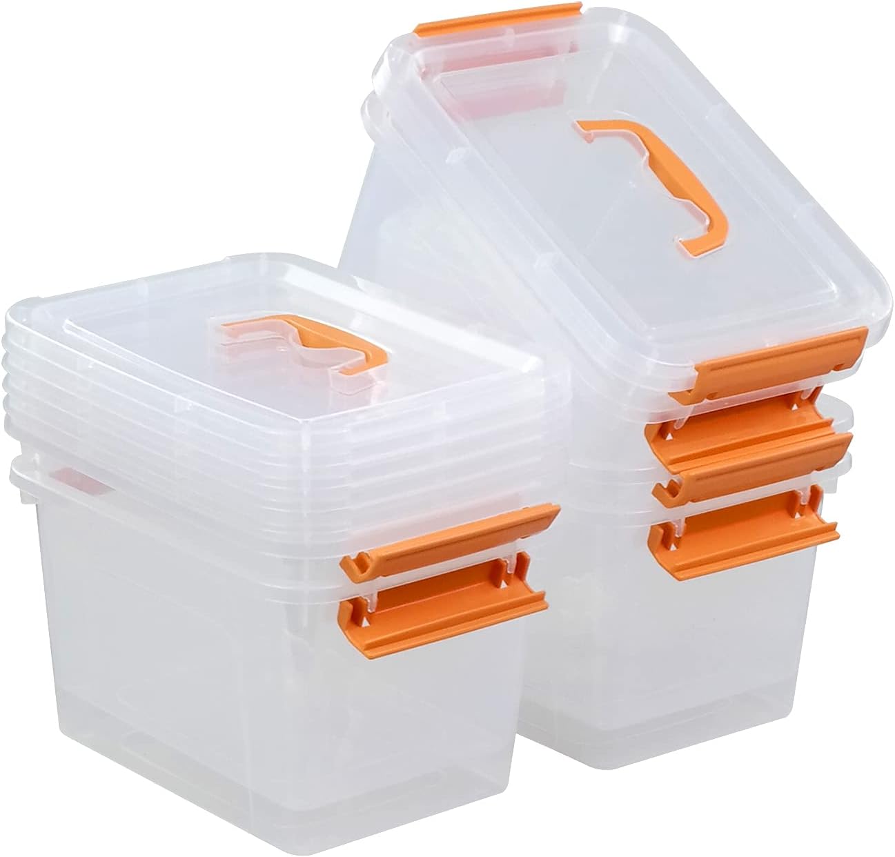 6 Pzas Contenedor Plástico 5L Transparente con Tapa