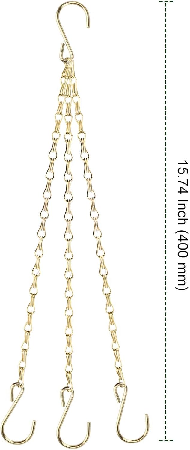 8 Cadenas Colgantes Doradas 16" Gancho S para Plantas