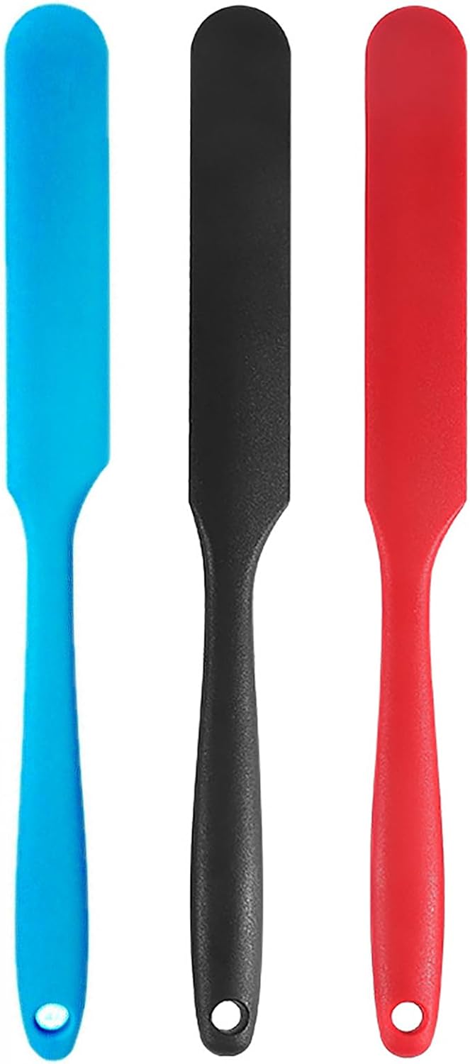 3 Espátulas Silicona para Frascos con Mango Largo