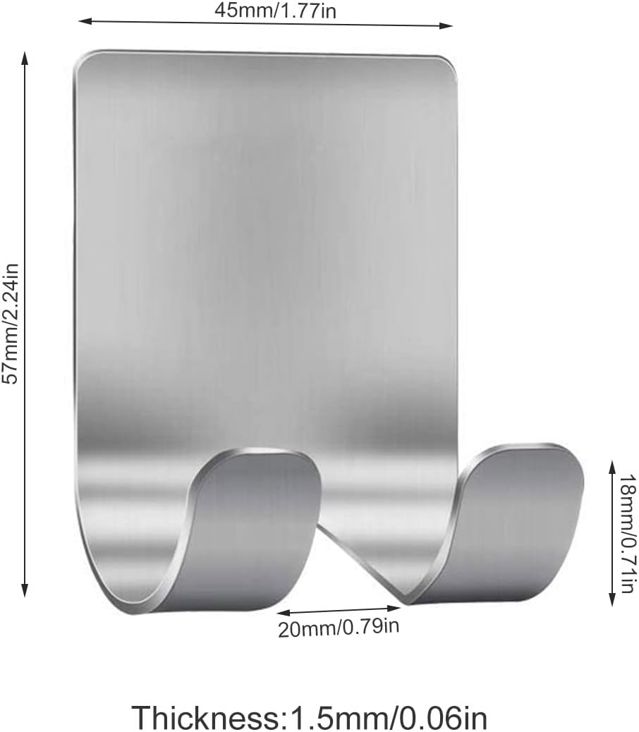 Soporte ducha ganchos acero inox 6uds plateado