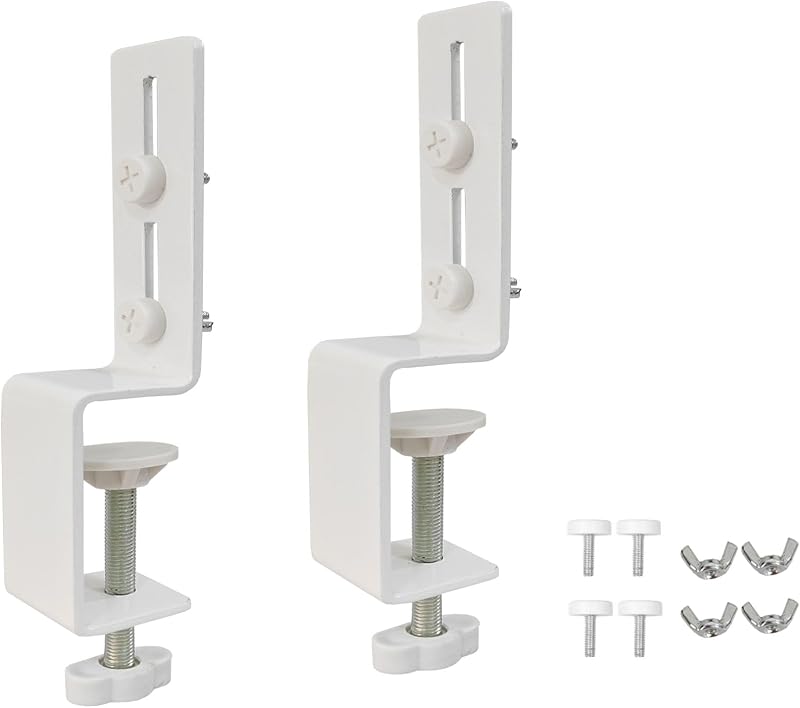 Abrazadera escritorio 2 Pzas soporte clavijas metal blanco