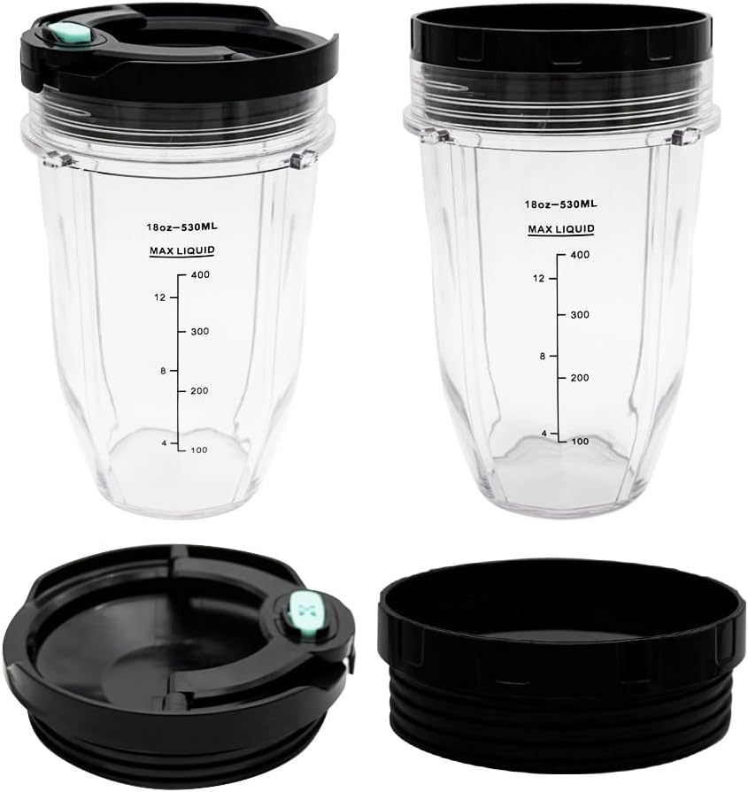 2 Pzas Repuesto 18oz con Tapa comp Nutri Ninja BN400