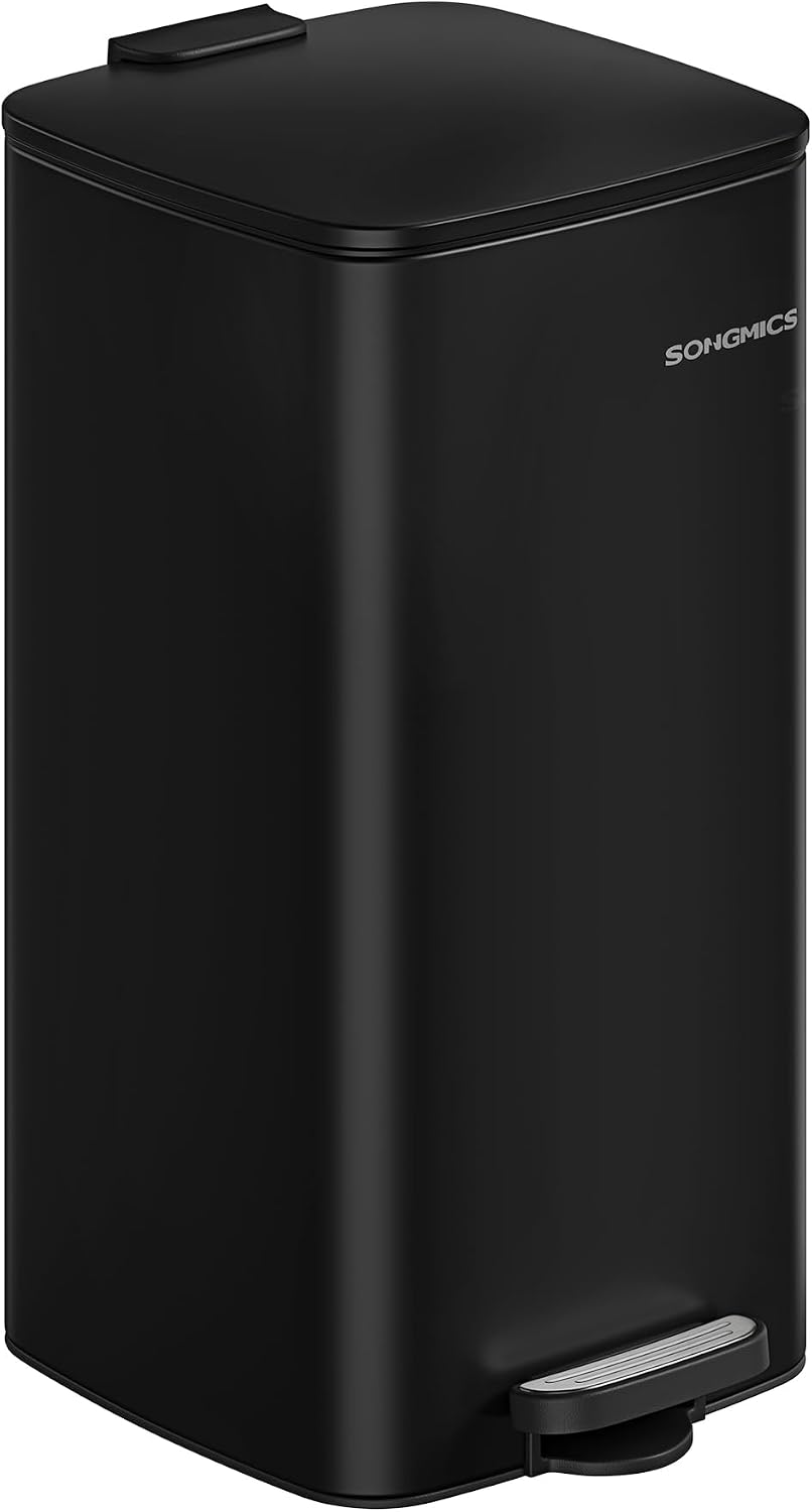 Cubo basura acero inox 30L cierre suave negro mate