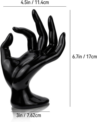 Soporte mano para anillos y relojes estético negro