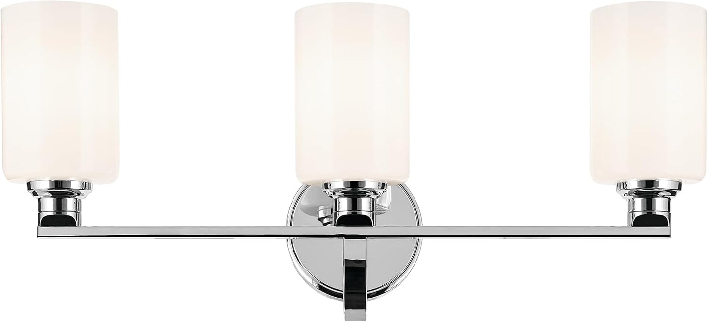 Lámpara tocador 24.25pulg 3 luces cristal ópalo cromo para