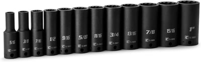 Set 12 Pzas Llaves Impacto 3/8" 5/16-1" SAE