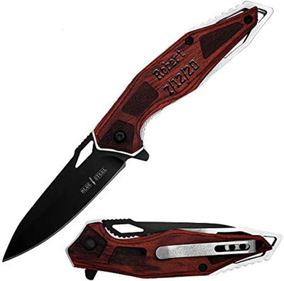 Cuchillo plegable grabado padrinos boda monograma