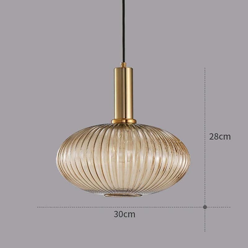 Lámpara colgante cristal vintage acabado latón 11.8"