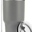 Vaso gris acero inox 30oz con tapa popote y cepillo