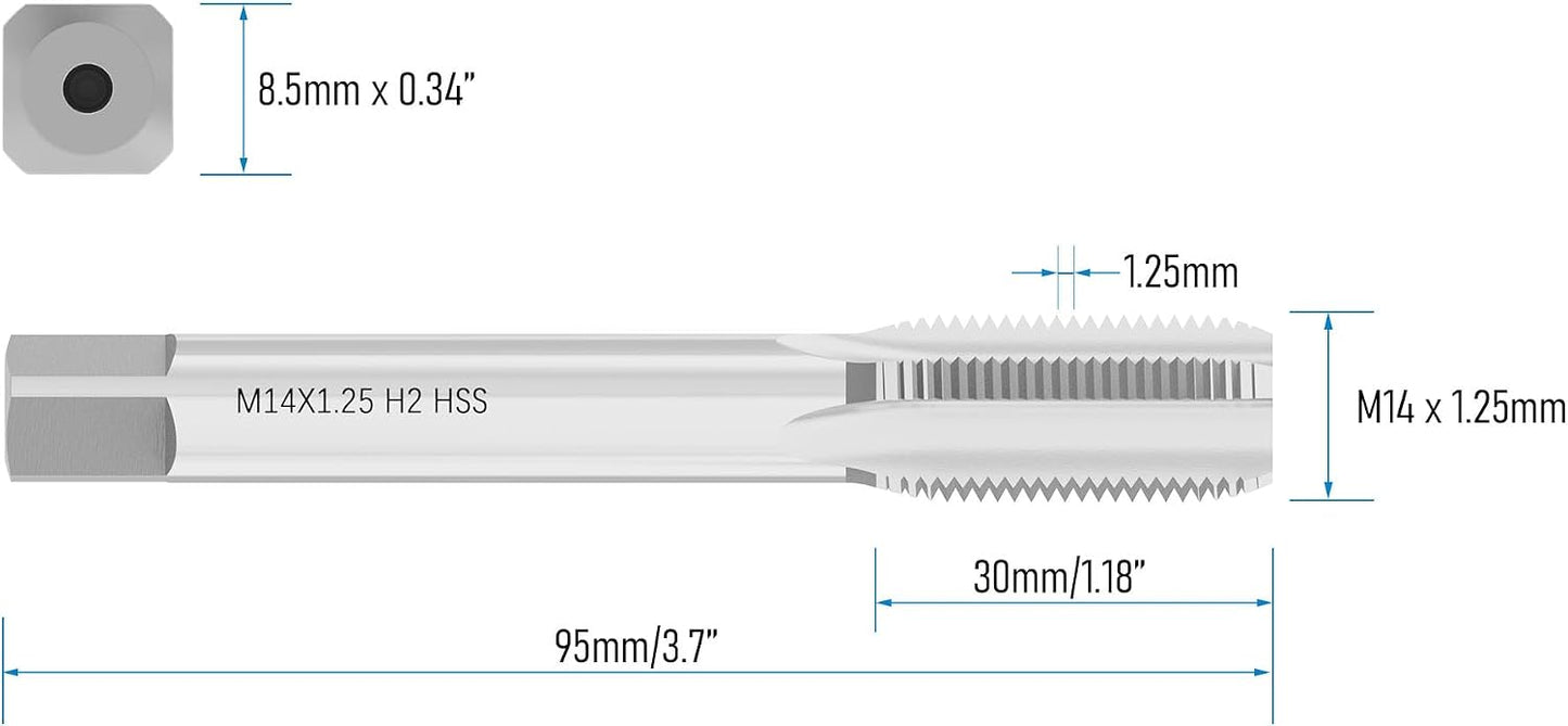 Tornillo HSS M14x1.25 H2 4 flautas rectas herramienta reparación
