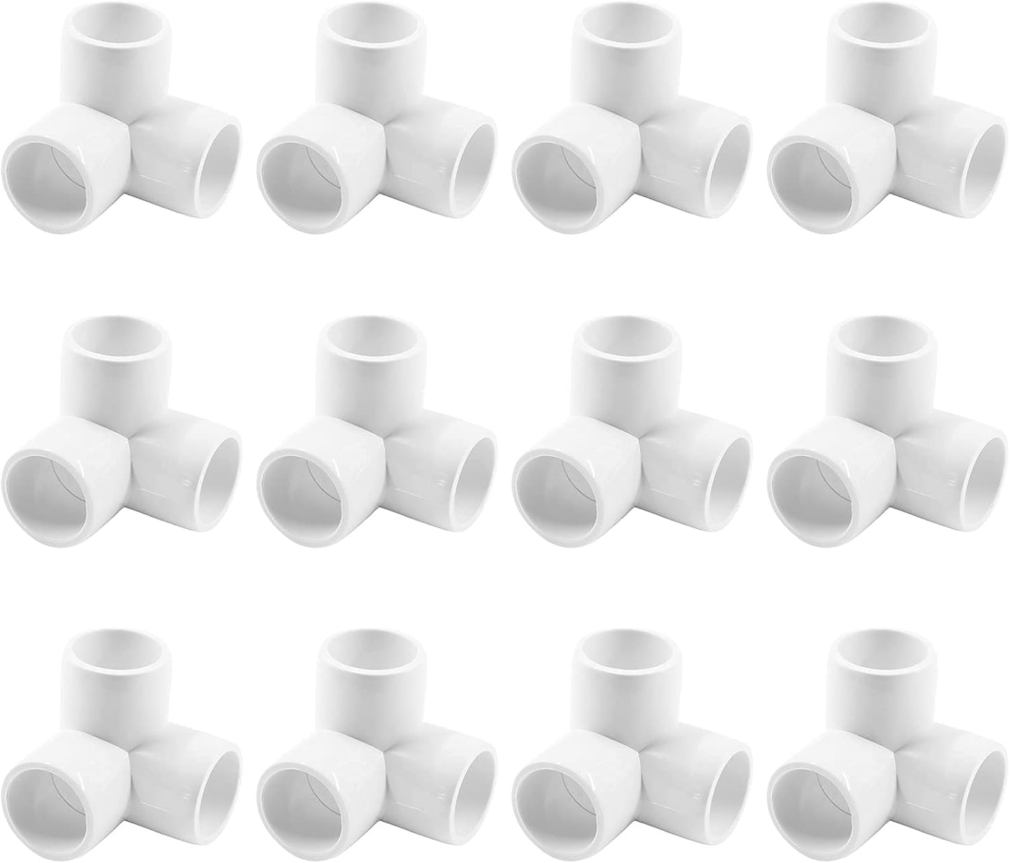 12 Codos PVC 1/2pulg 3 Vías Blanco para Invernadero