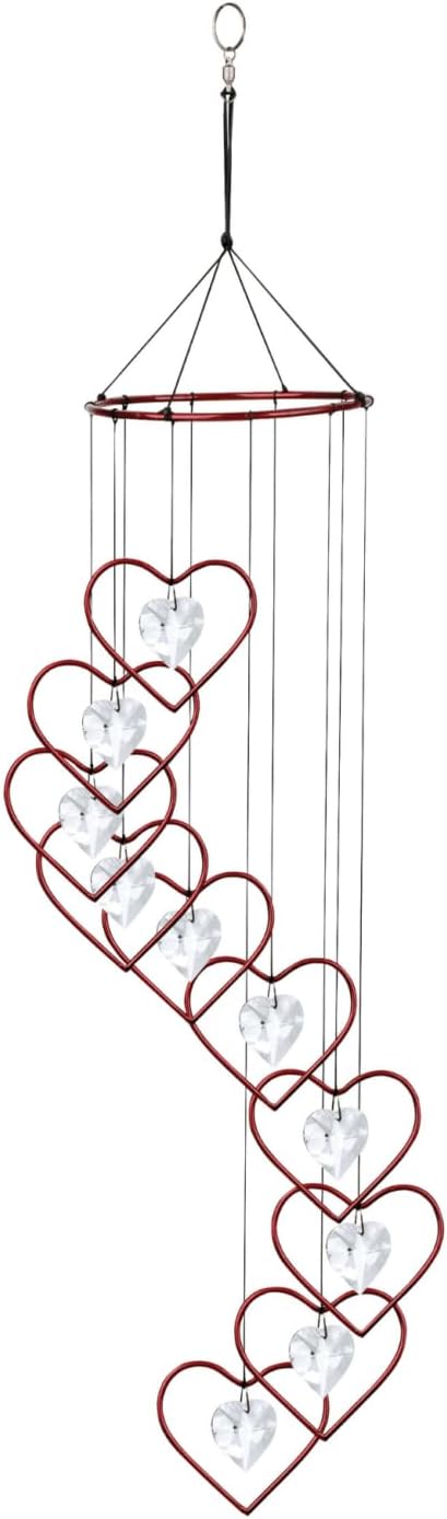 Campanillas de viento corazón rojo/cristal