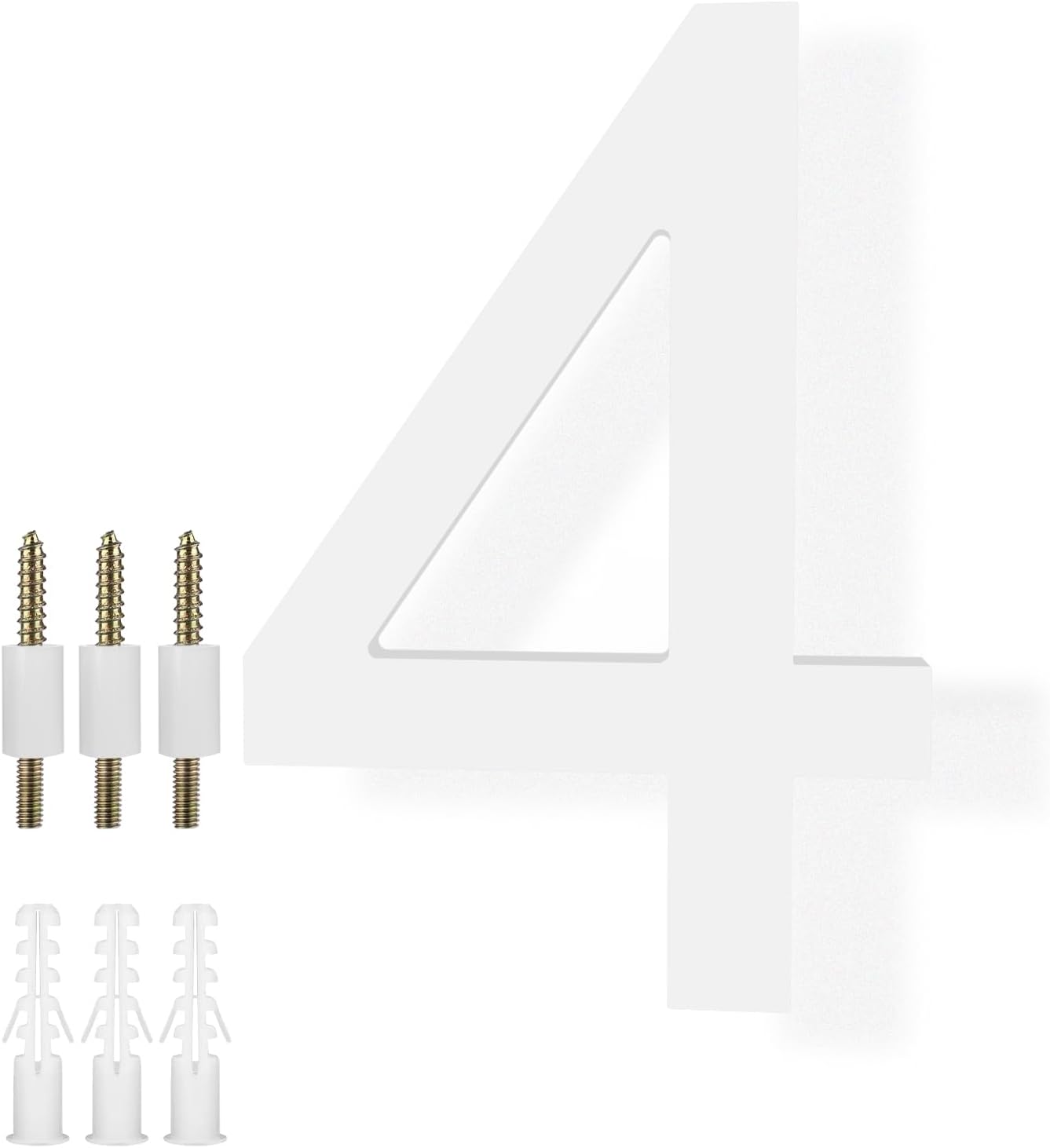 Números casa flotantes 8pulg blancos modernos con kit clavos