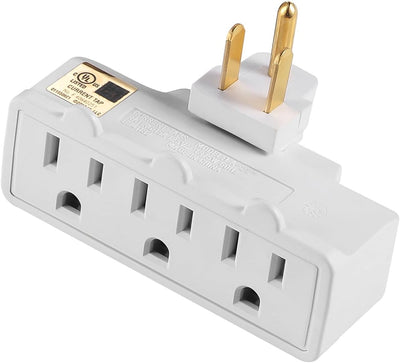 Adaptador pared 3 clavijas giratorio UL con tierra blanco