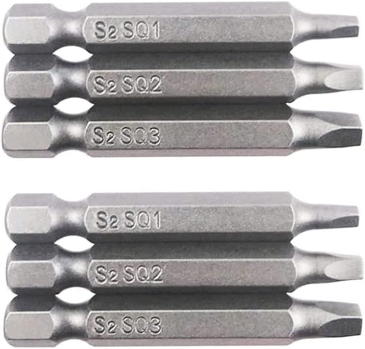 Set 6 brocas cuadradas 1/4pulg SQ1 SQ2 SQ3 acero