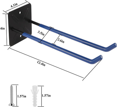 Ganchos acero garaje organiz. herramientas 12.4" azul