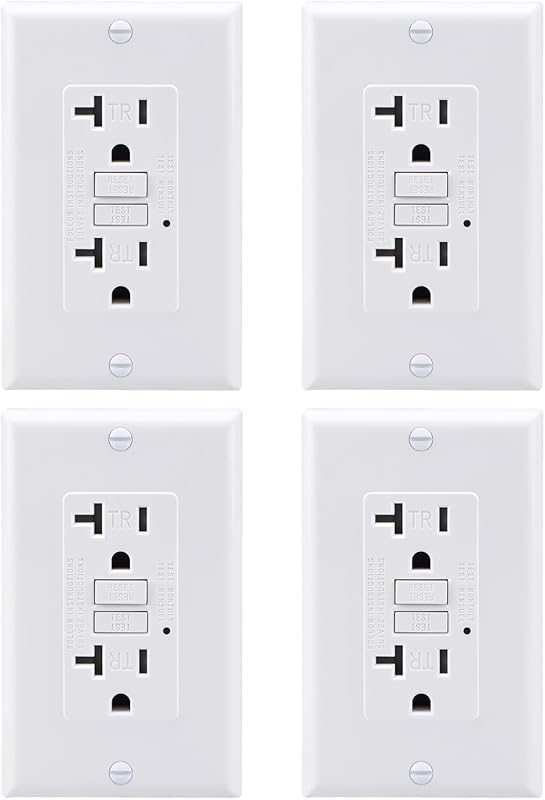 4 Pzas GFCI 20A con luz indicadora auto-prueba UL