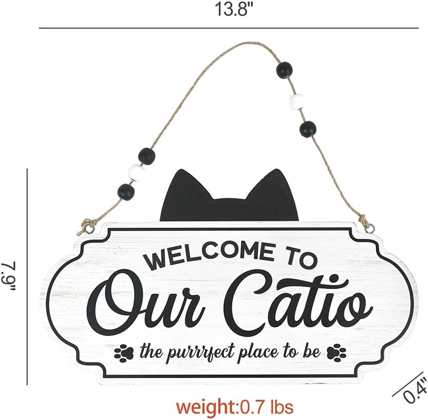 Letrero gato puerta delantera madera texto Welcome