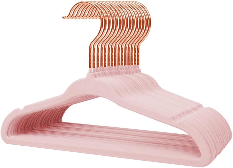 Perchas terciopelo antideslizantes para bebé set 32 rosa