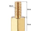 Tornillos espaciadores M2.0 latón hexagonal para dron PCB dorado