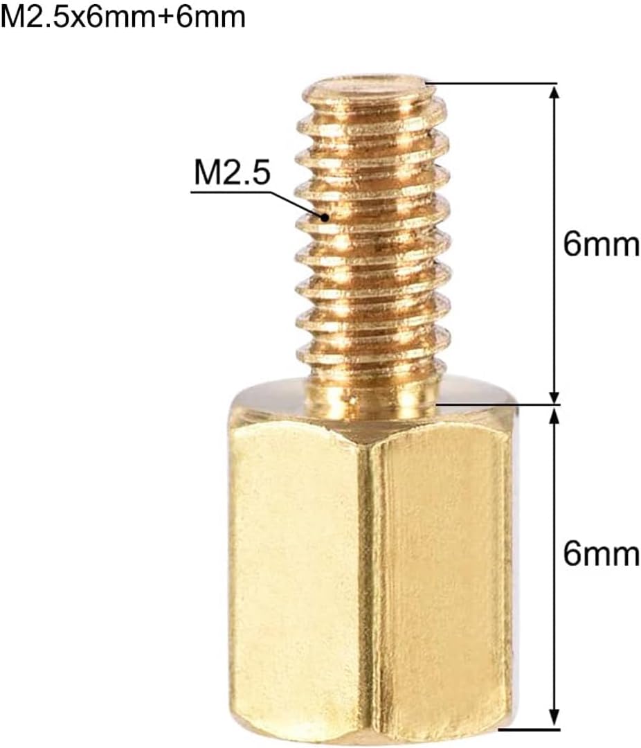 Tornillos espaciadores M2.0 latón hexagonal para dron PCB dorado