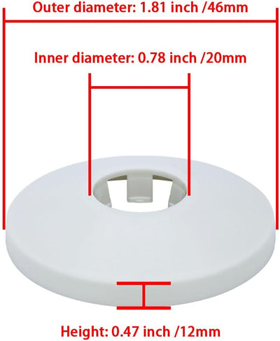 Brida dividida pared plástico ABS 0.79" placa redonda