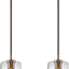 2 Luces Colgantes Níquel Cepillado Isla Cocina Vidrio 5"