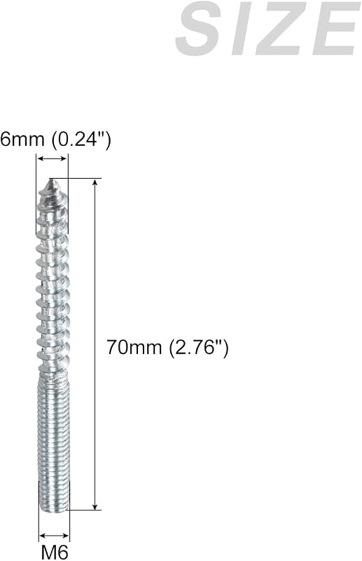 Tornillos doble cara M6 x 2.756in 8 pzas acero carbono