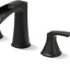 Grifo baño negro 3 agujeros 8pulg cascada con desagüe pop-up