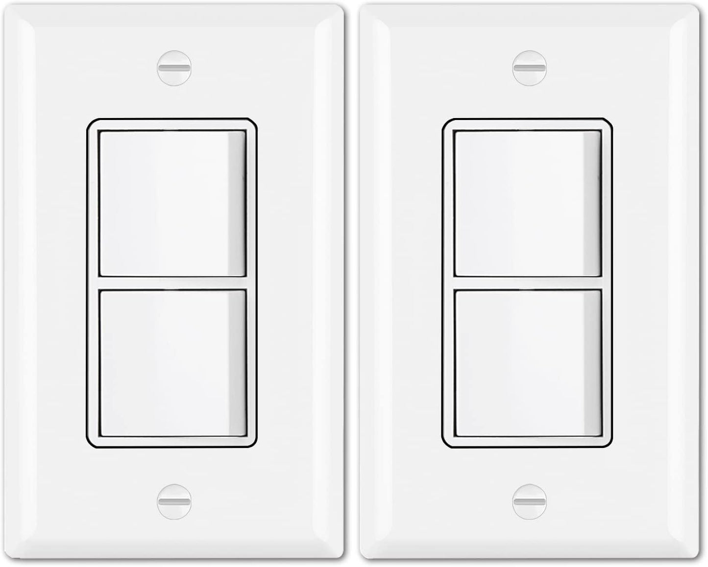 2 Pzas Interruptor Luz Basculante Doble 15A 120V