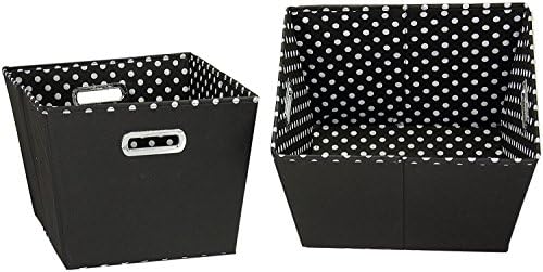 Set 2 cestas cónicas decorativas mini-puntos negros