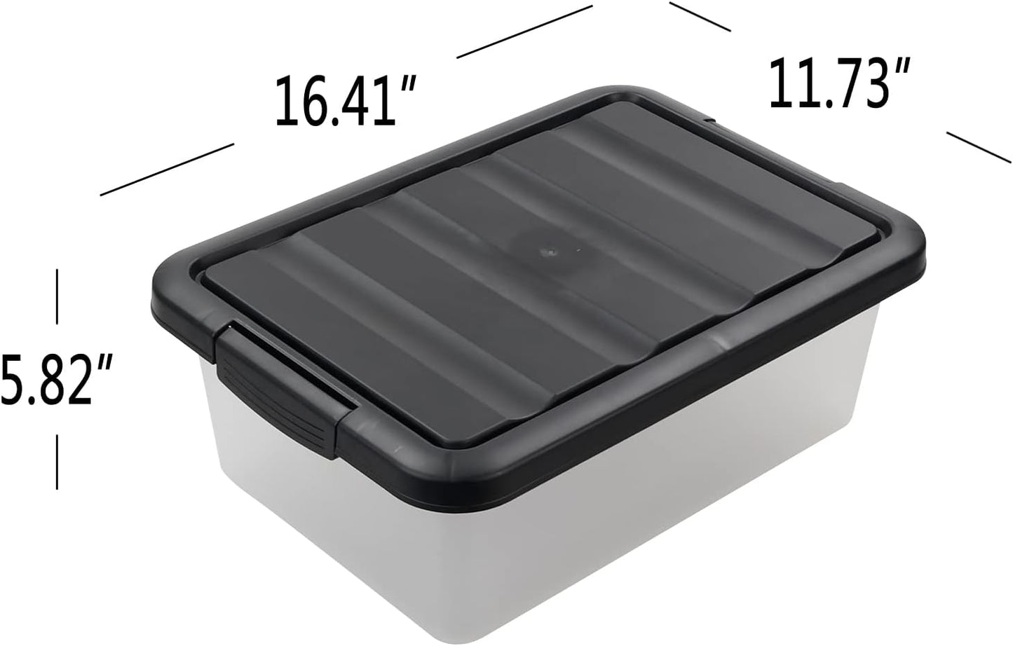 Caja almacenamiento transparente 14L set 2 con tapa negra