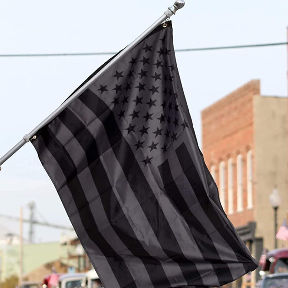 Bandera EE.UU. negra 3x5ft poliéster ojales latón para exteriores