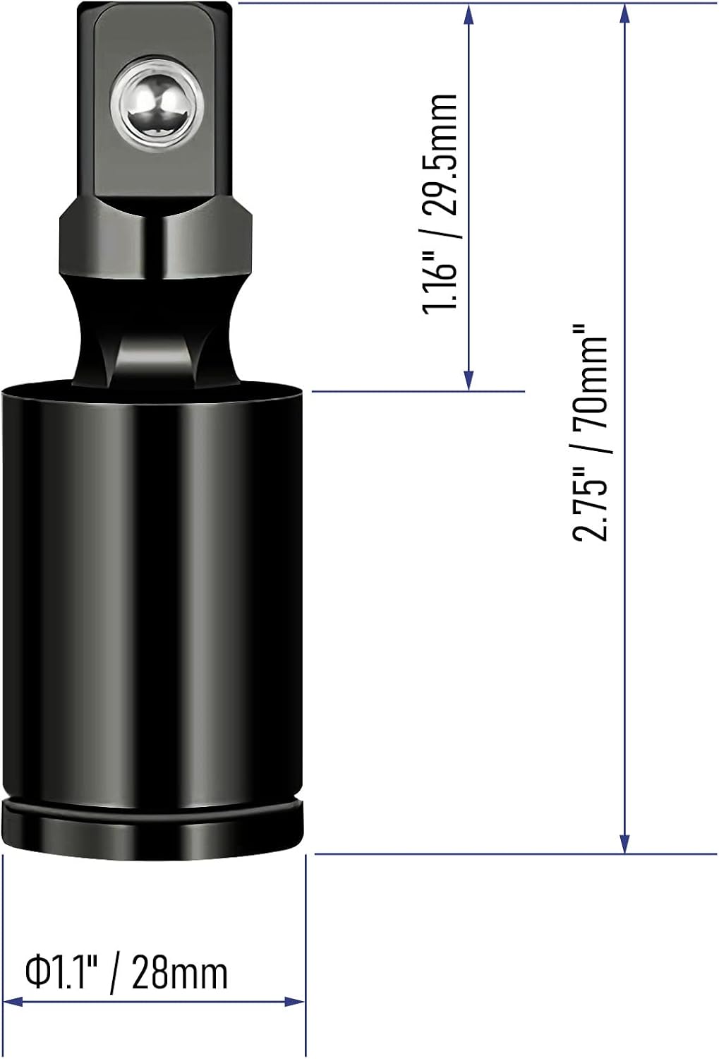Adaptador enchufe giratorio universal 1/2 acero CR-V 2 Uds