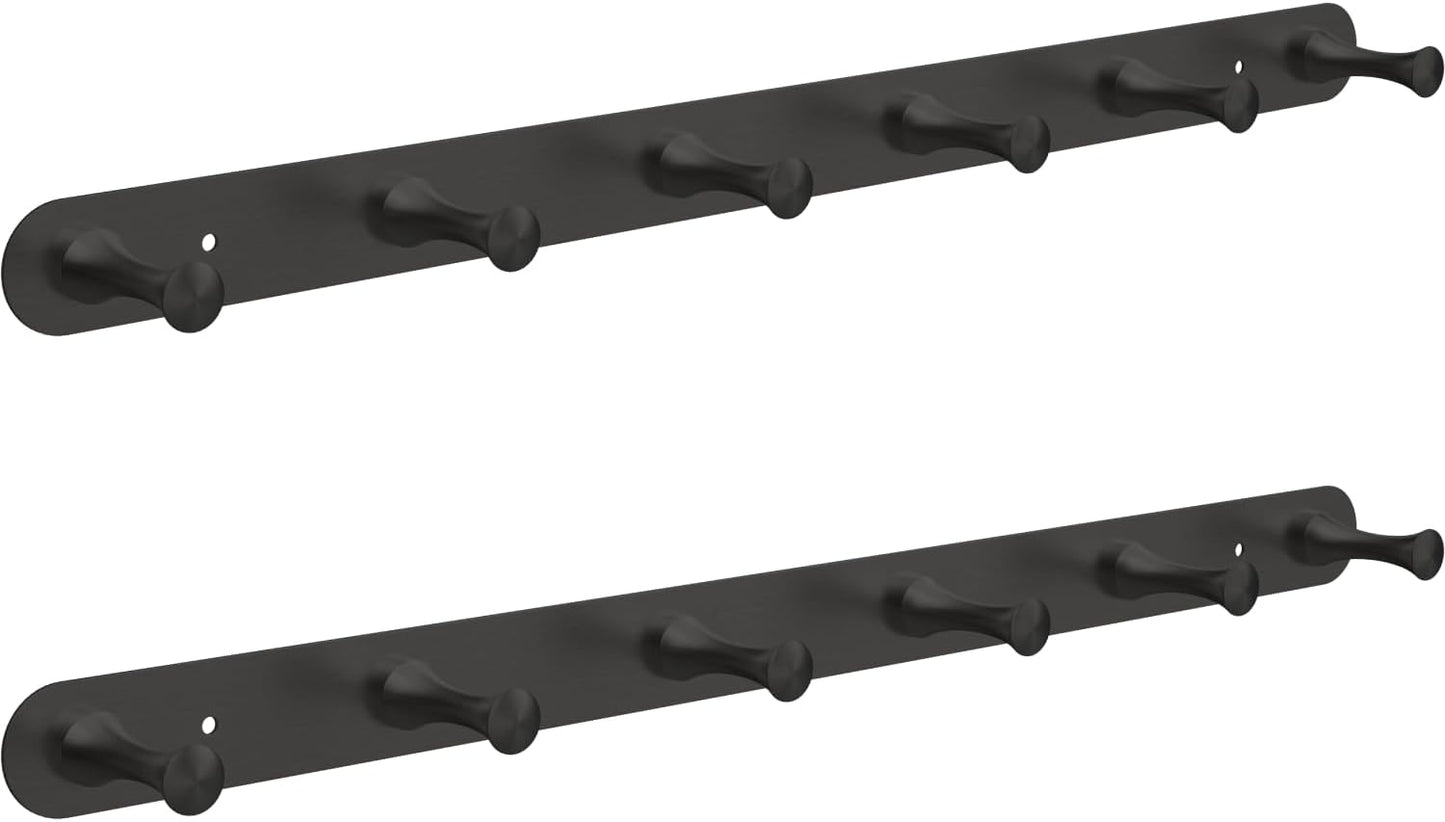 2 Pzas Perchero Pared 6 Ganchos Acero Inox 16"