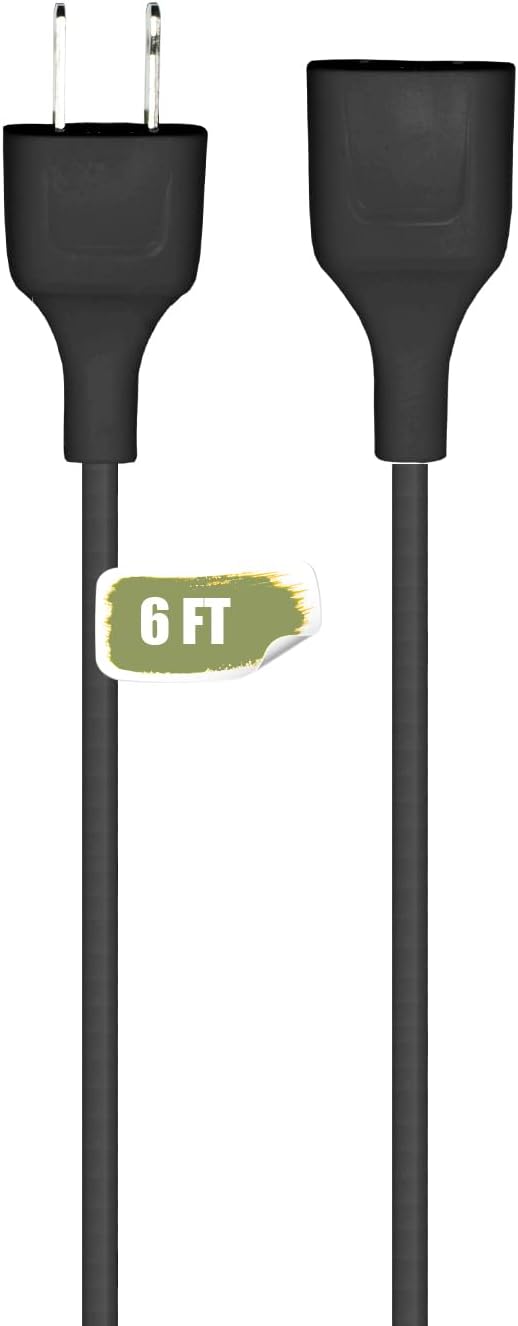 Cable extensión negro 6ft 2 clavijas uso interior exterior