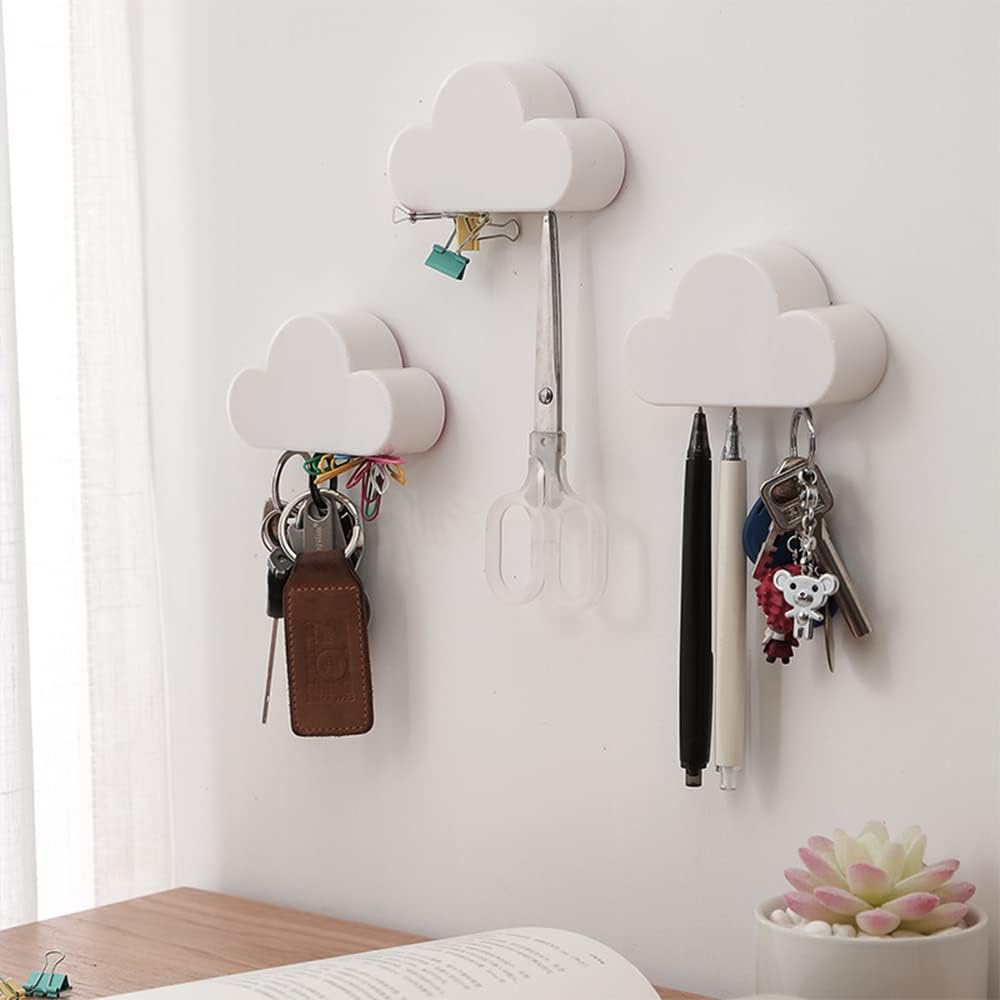 2 Soportes magnéticos para llaves nube blanca decorativo