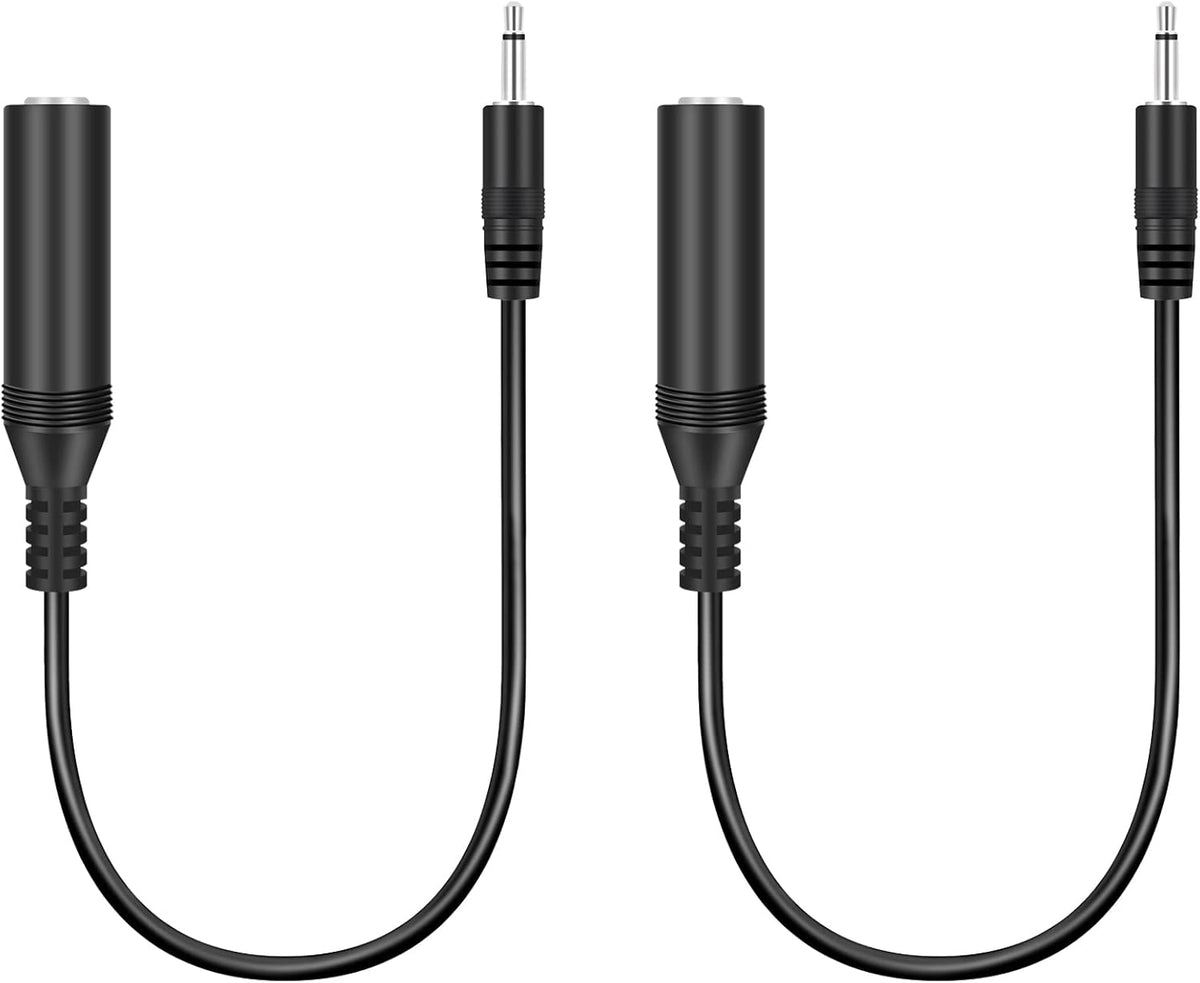 Pack 2 cables audio 1/8pulg TS macho a 1/4pulg mono hembra