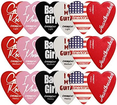 Púas corazón set 18 pzas ligero medio pesado