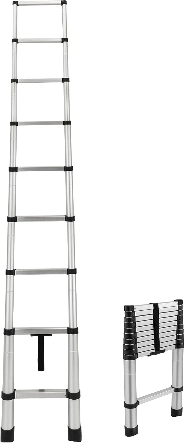 Escalera telescópica aluminio RV plegable 10.5f plateada