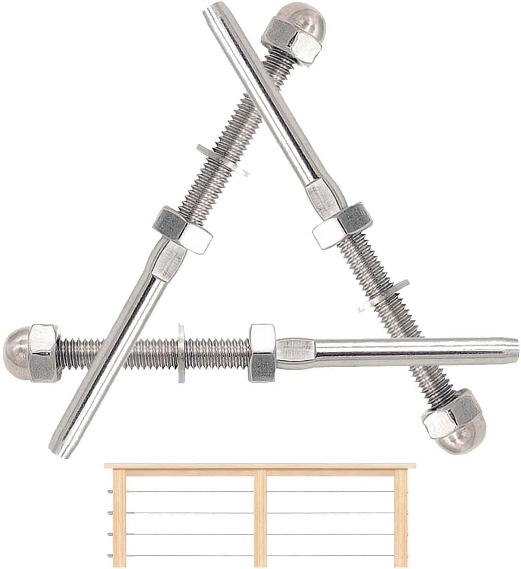 50 Terminales Roscados Acero Inox para Barandillas 1/8pulg