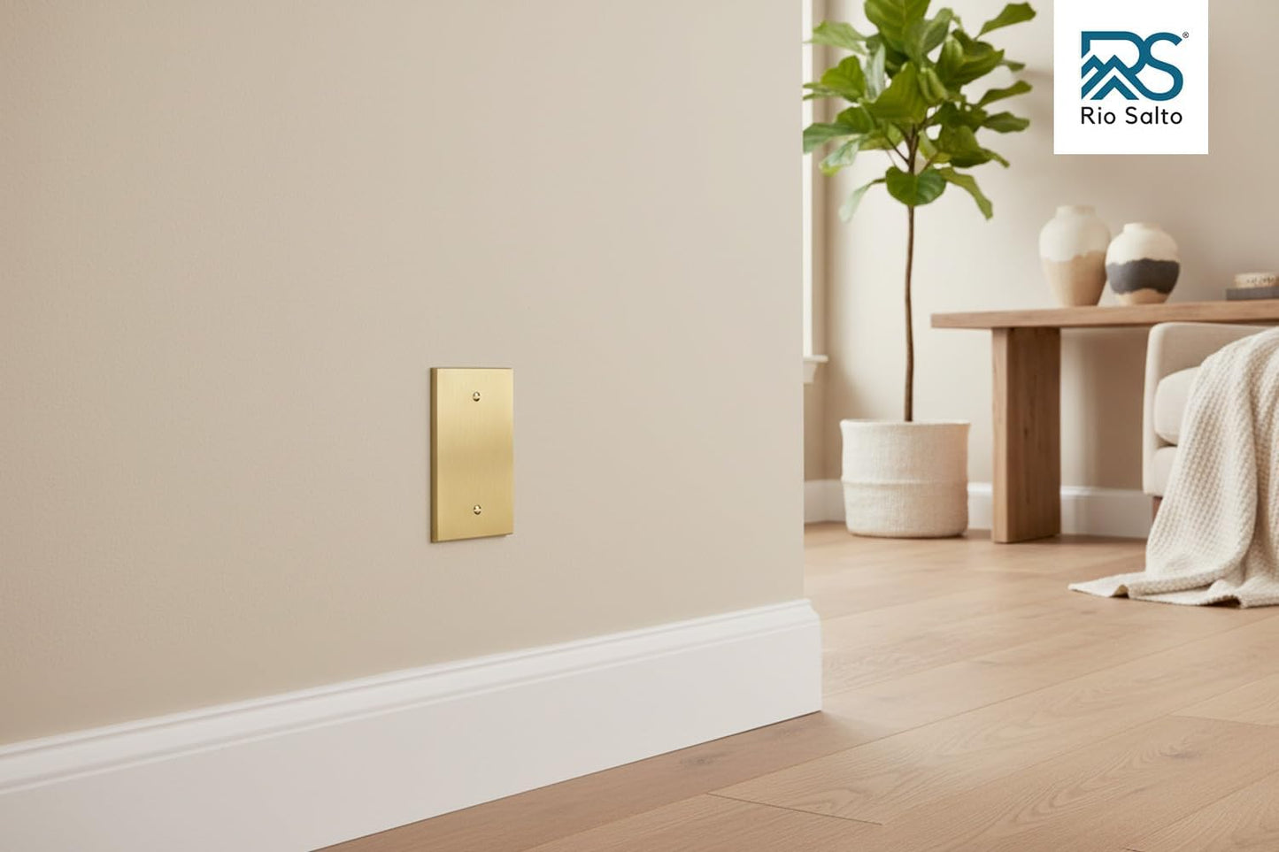 Placa pared dorada latón cepillado tamaño mediano 5x3pulg