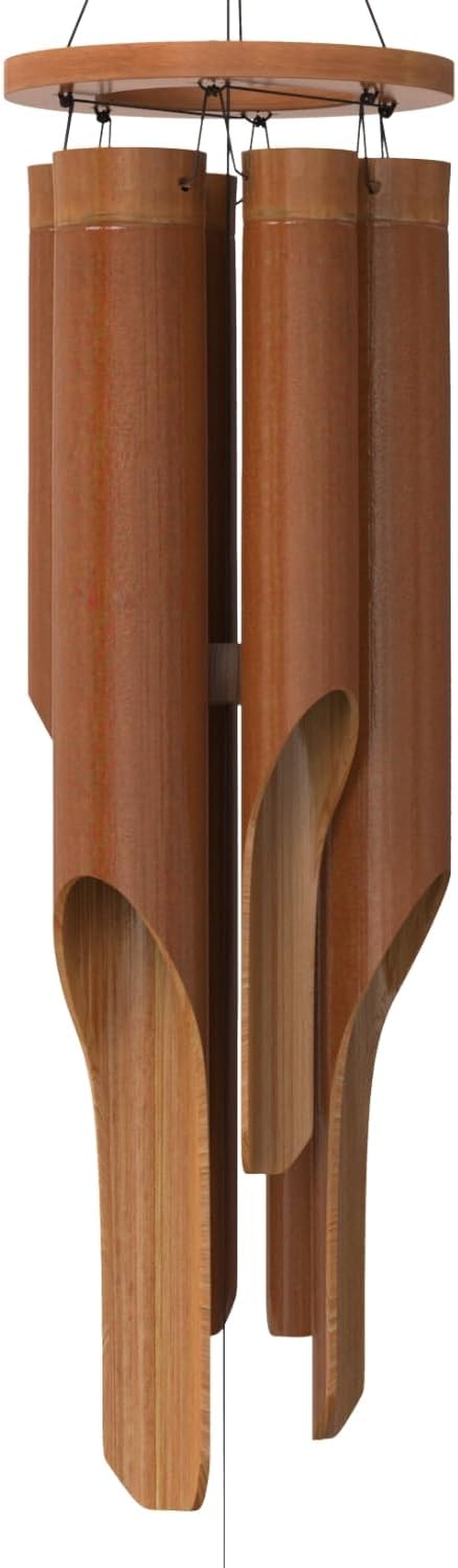 Campanillas viento bambú madera medianas hechas a mano