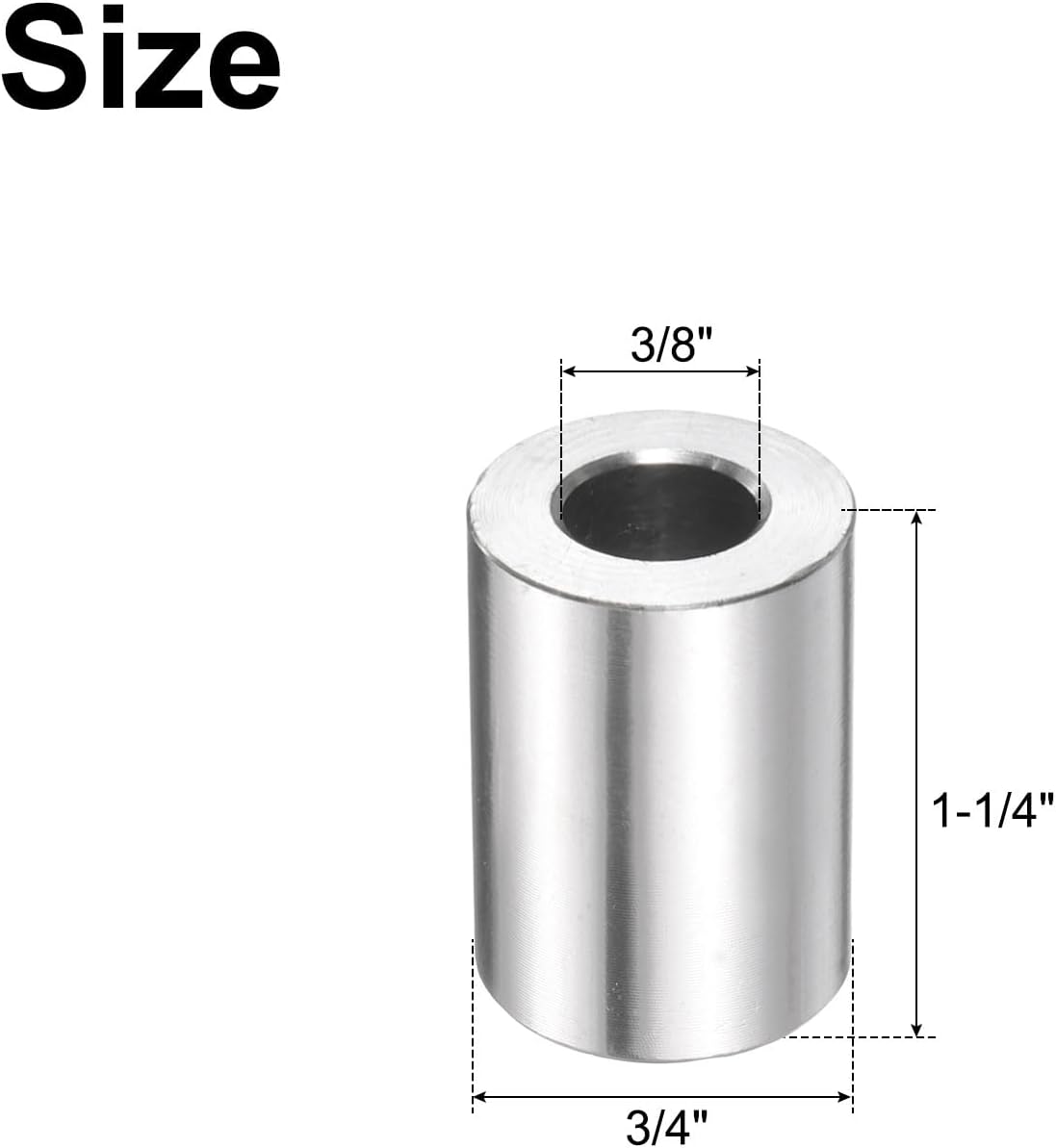 Espaciador acero inox 3/8x3/4x1-1/4 pulg redondo liso