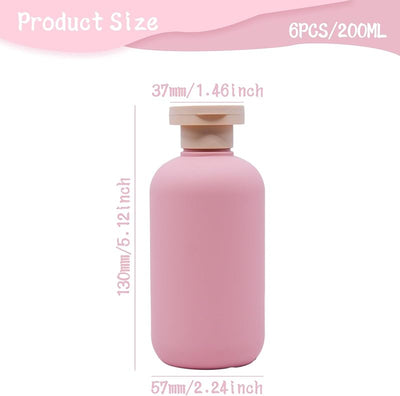 6 Botellas Viaje 6.8oz con Tapas Bloqueo HDPE/PP Grado Alimenticio