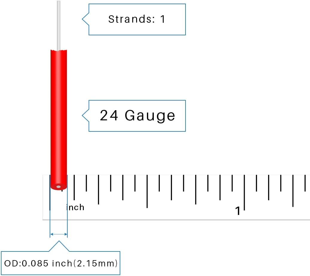 Cable eléctrico PVC 24 AWG 1007 50pies rojo y negro