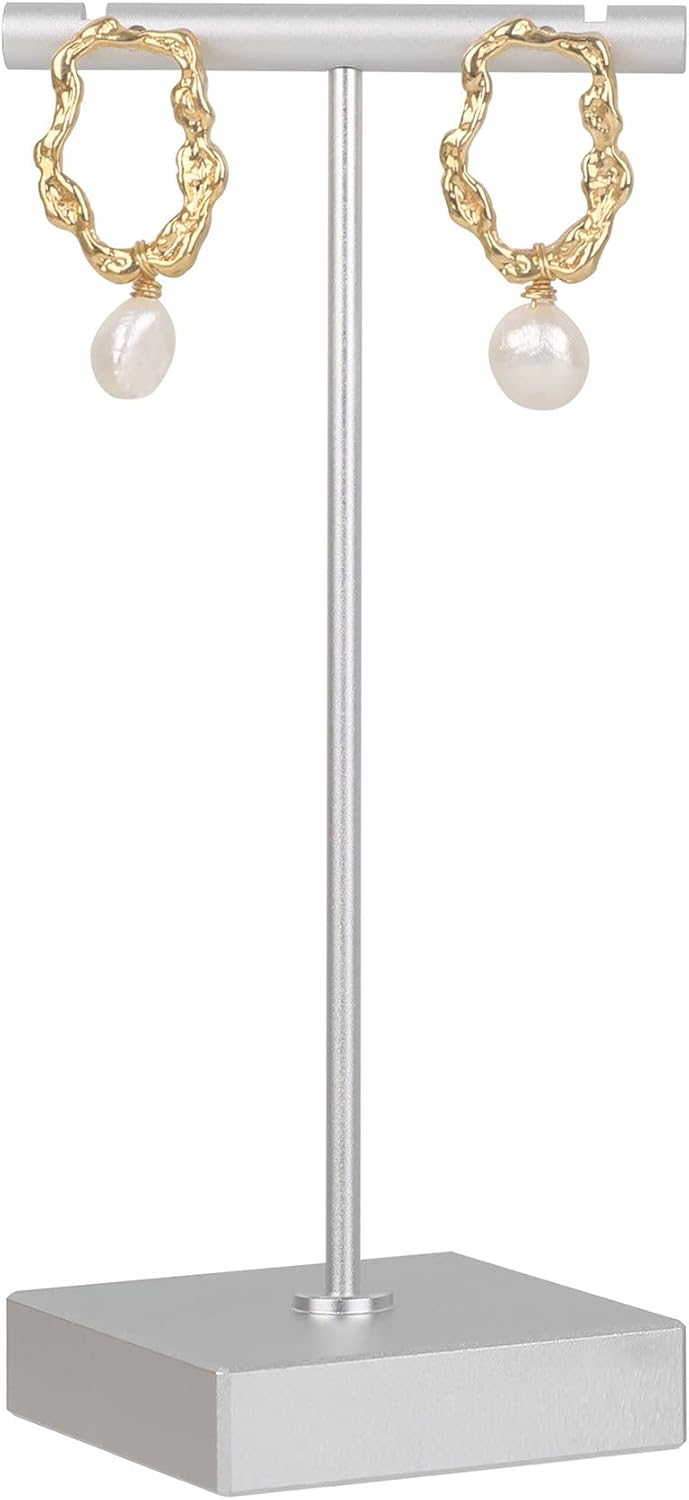 Soporte metal forma T para aretes y joyas expositor